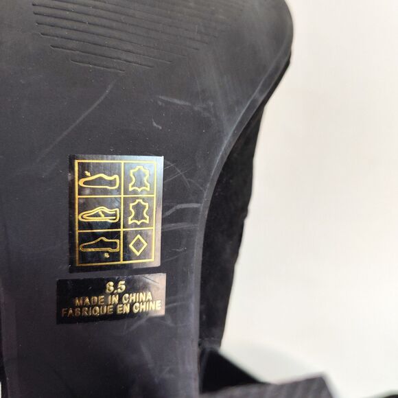 Jeffrey Campbell Black Suede Ankle Boots Booties 8.5 Open Toe Block Heel Corset - Picture 9 of 11